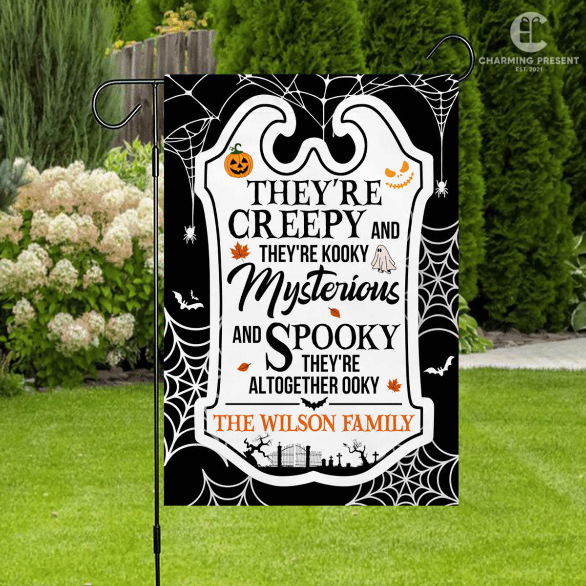 Personalized Halloween Flag - Custom Family Name Halloween Flag - Halloween Welcome Gift