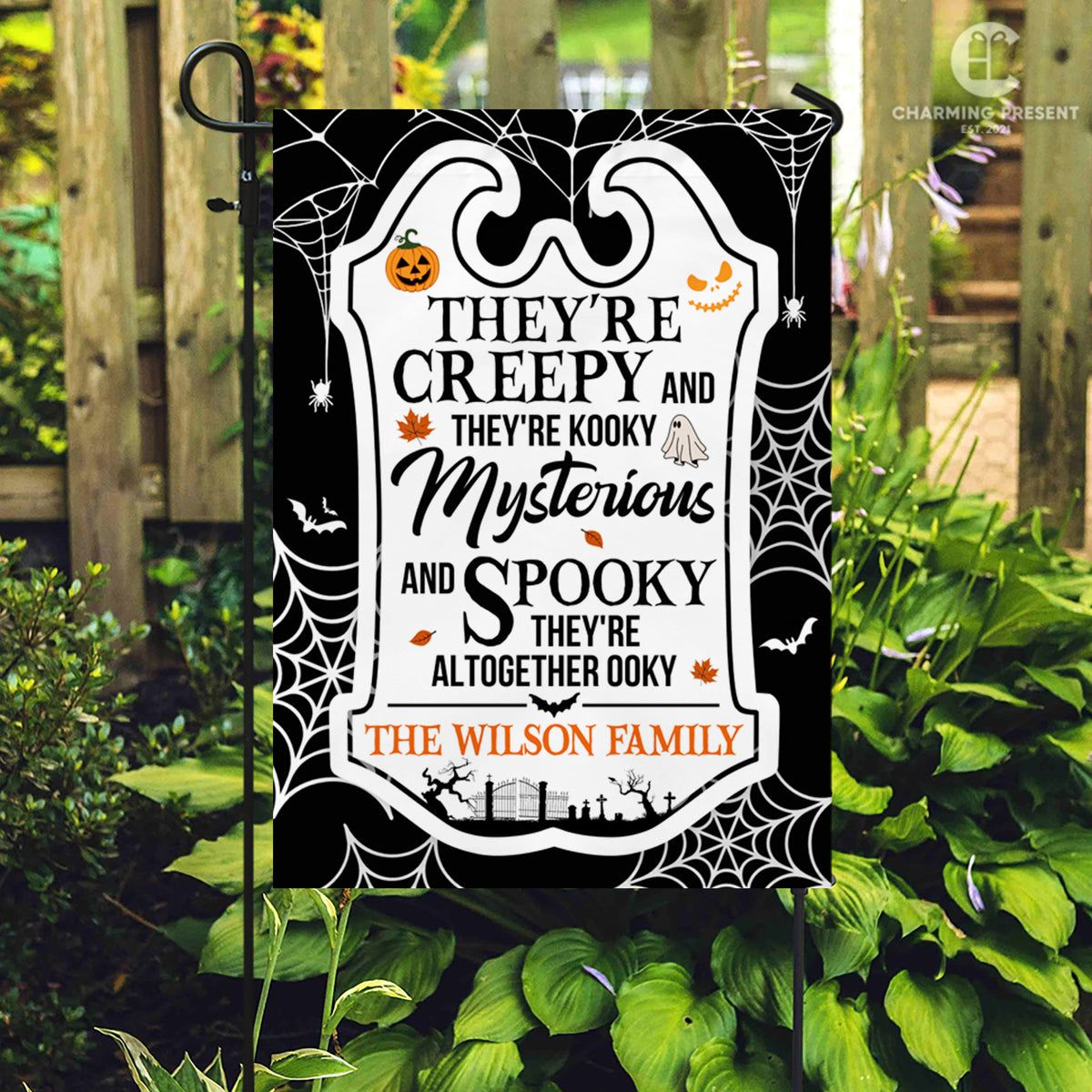 Personalized Halloween Flag - Custom Family Name Halloween Flag - Halloween Welcome Gift