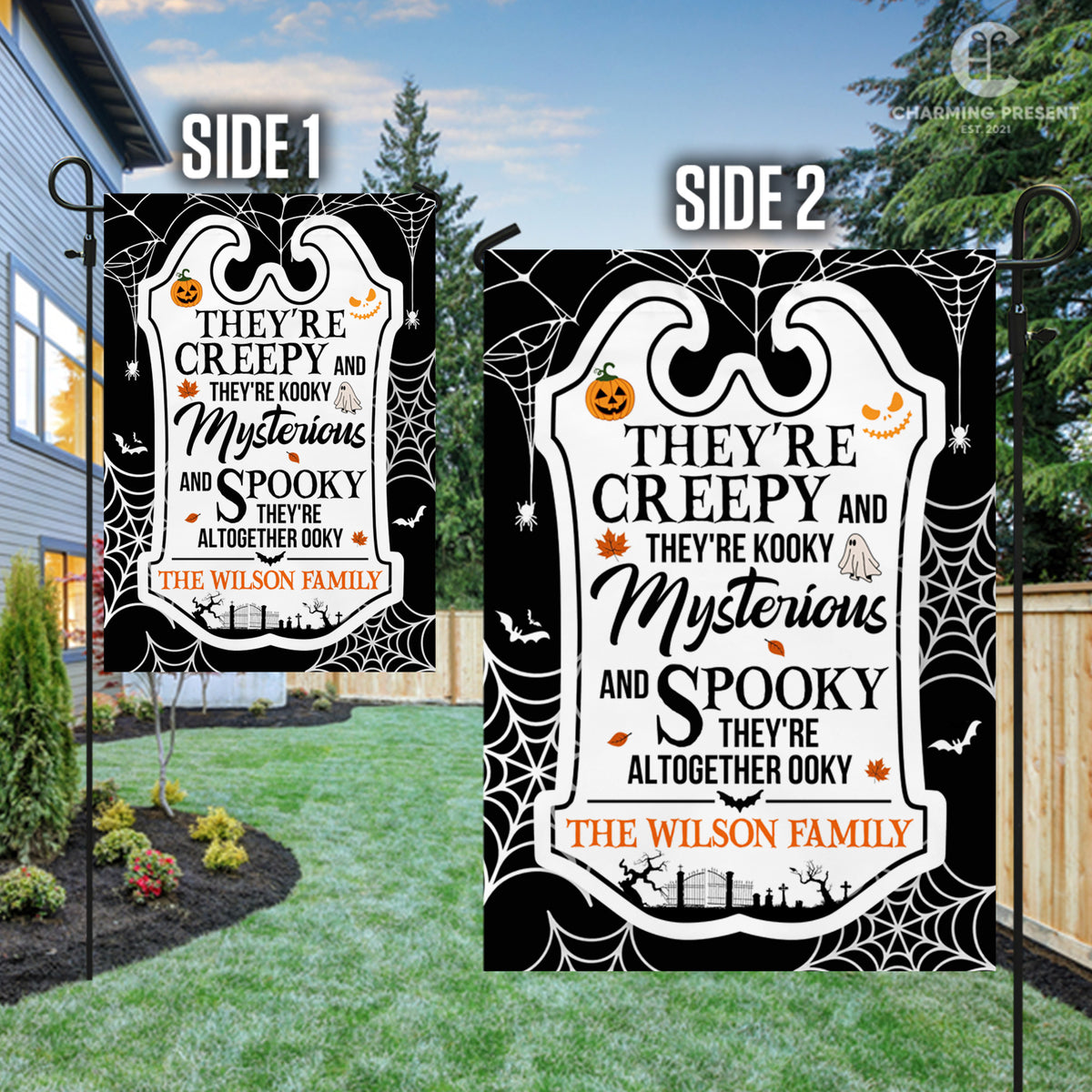 Personalized Halloween Flag - Custom Family Name Halloween Flag - Halloween Welcome Gift