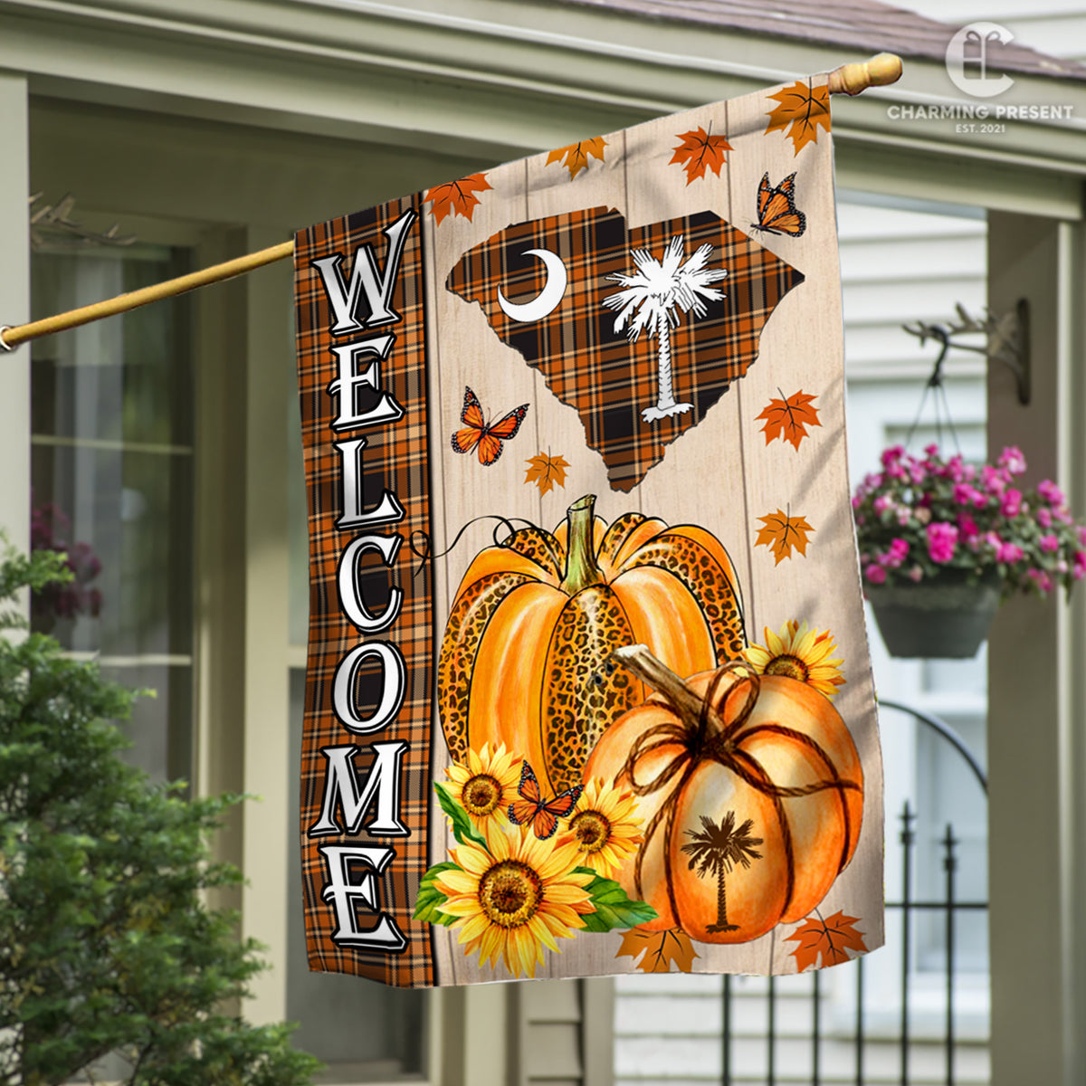 South Carolina State Fall Flag - Fall Autumn Welcome Gift