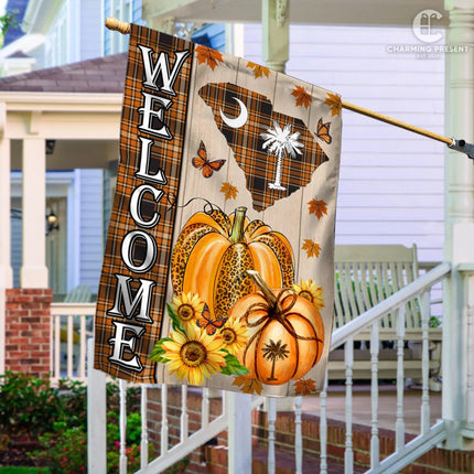 South Carolina State Fall Flag - Fall Autumn Welcome Gift - Charming Present