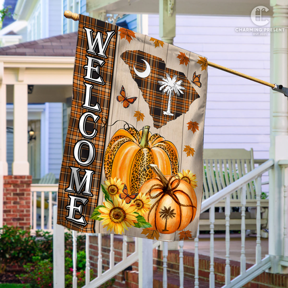 South Carolina State Fall Flag - Fall Autumn Welcome Gift