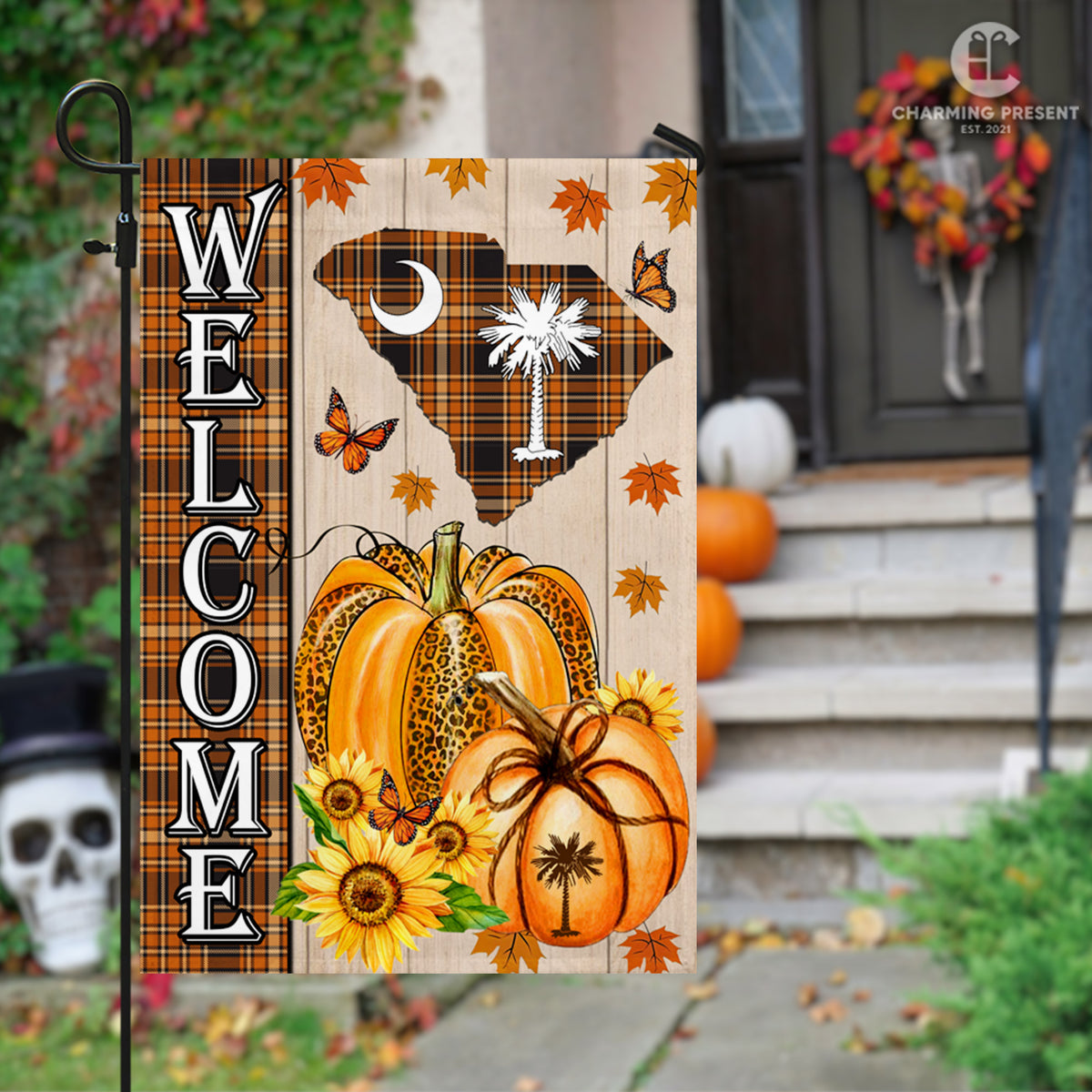 South Carolina State Fall Flag - Fall Autumn Welcome Gift
