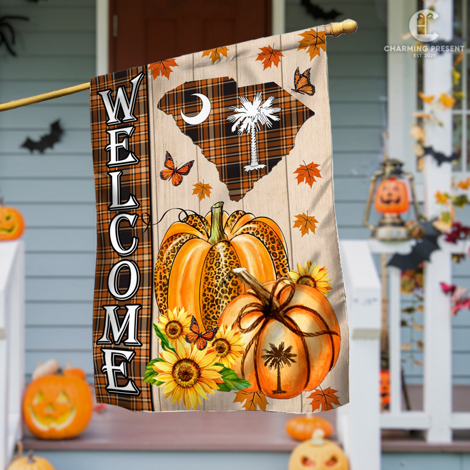 South Carolina State Fall Flag - Fall Autumn Welcome Gift