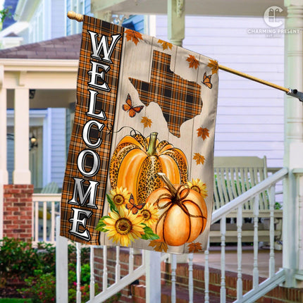 Texas State Fall Flag - Fall Autumn Welcome Gift - Charming Present