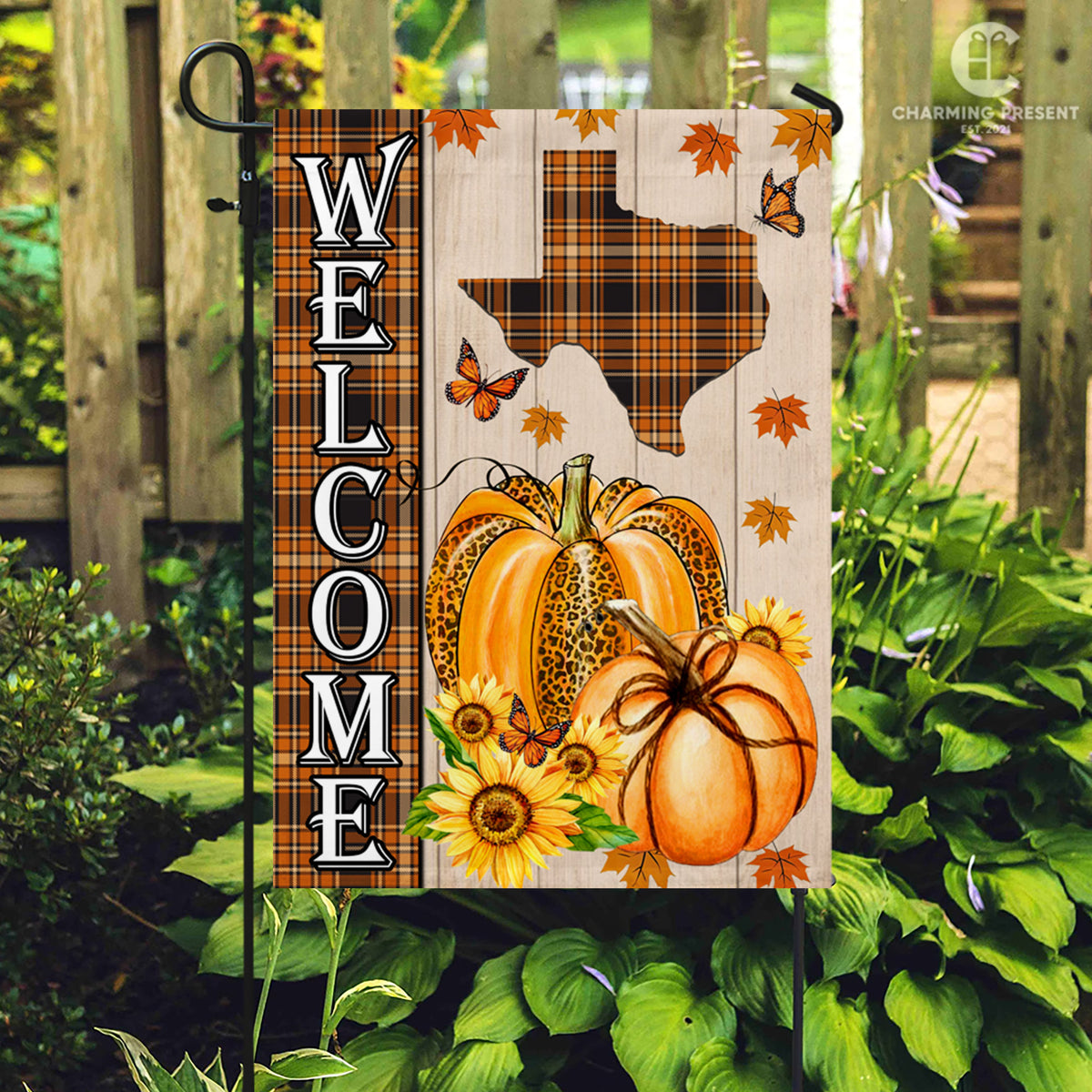 Texas State Fall Flag - Fall Autumn Welcome Gift