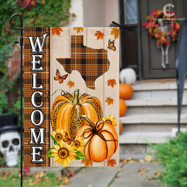 Texas State Fall Flag - Fall Autumn Welcome Gift - Charming Present