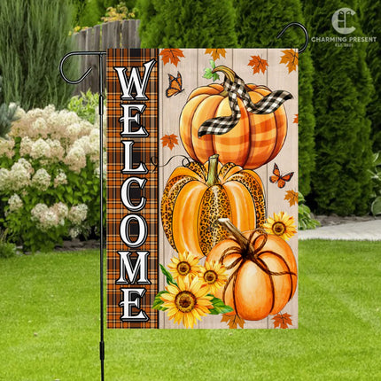 Welcome Pumpkins Fall Flag - Fall Autumn Welcome Gift - Charming Present