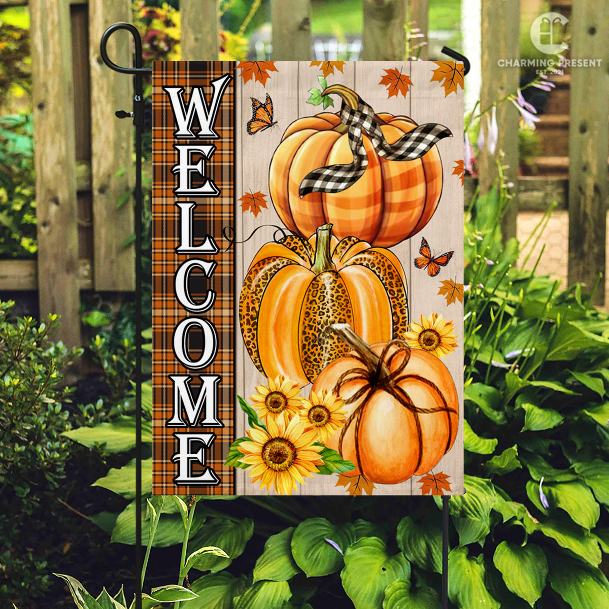 Welcome Pumpkins Fall Flag - Fall Autumn Welcome Gift