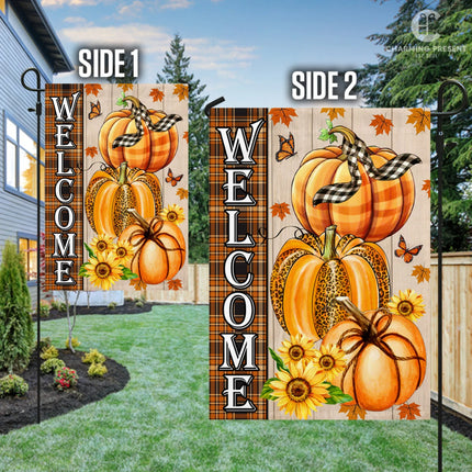Welcome Pumpkins Fall Flag - Fall Autumn Welcome Gift - Charming Present