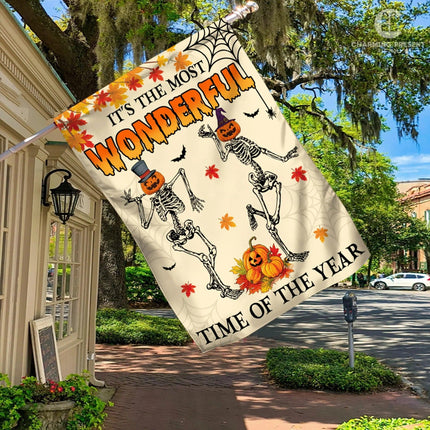 It's The Most Wonderful Time Of The Year Flag - Halloween Welcome Gift Version 2 - Charming Present