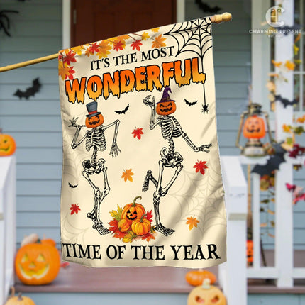 It's The Most Wonderful Time Of The Year Flag - Halloween Welcome Gift Version 2 - Charming Present