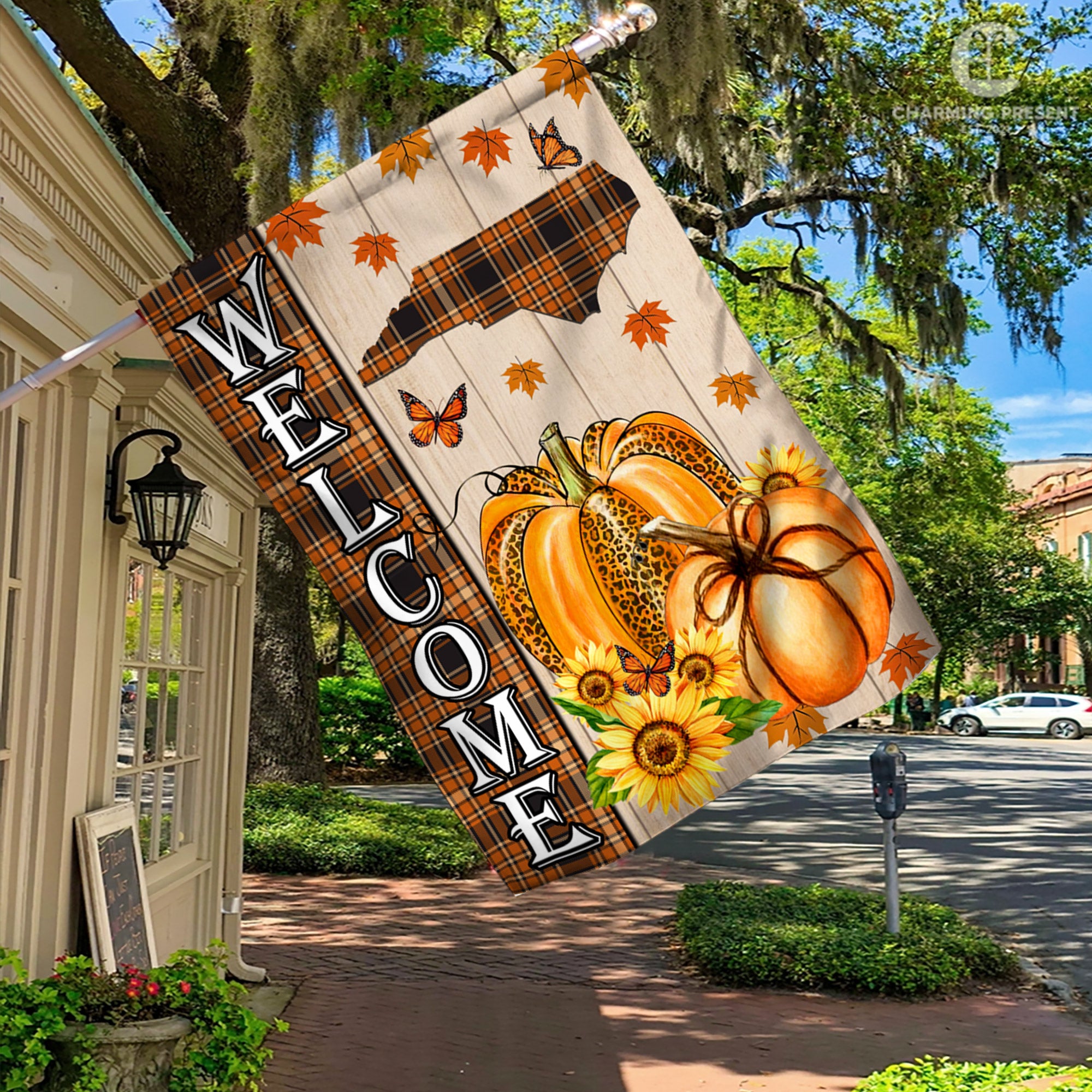 North Carolina State Fall Flag - Fall Autumn Welcome Gift