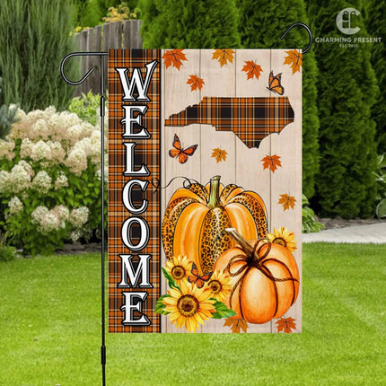 North Carolina State Fall Flag - Fall Autumn Welcome Gift - Charming Present