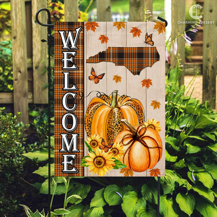 North Carolina State Fall Flag - Fall Autumn Welcome Gift - Charming Present