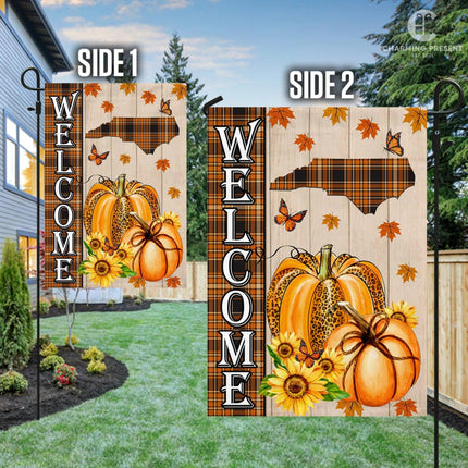 North Carolina State Fall Flag - Fall Autumn Welcome Gift - Charming Present
