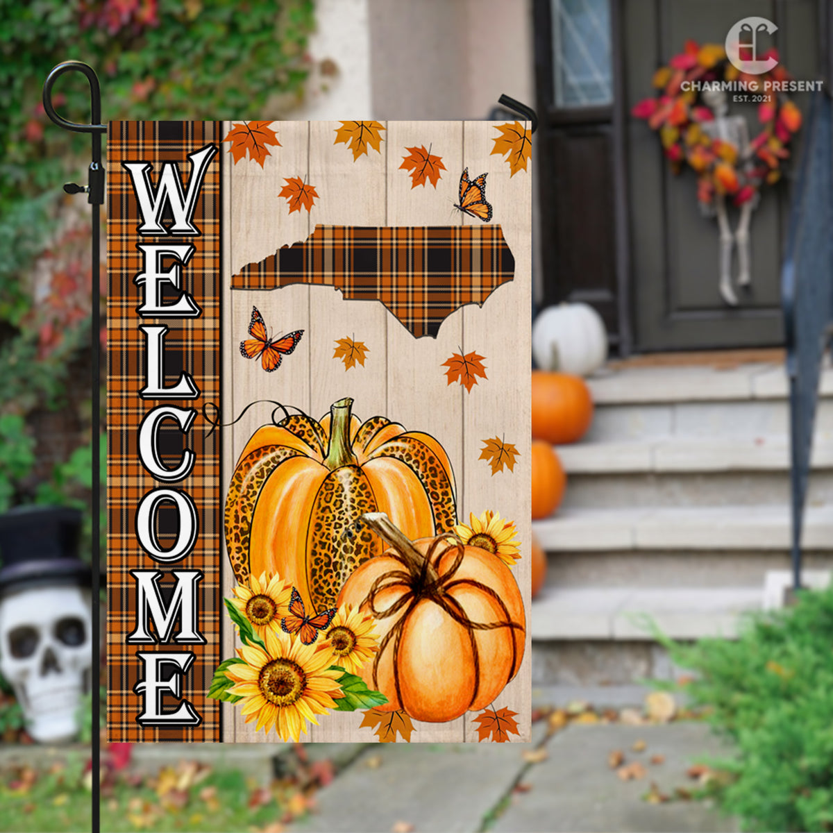 North Carolina State Fall Flag - Fall Autumn Welcome Gift