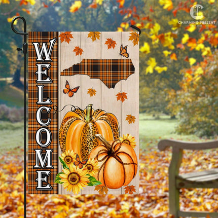 North Carolina State Fall Flag - Fall Autumn Welcome Gift - Charming Present