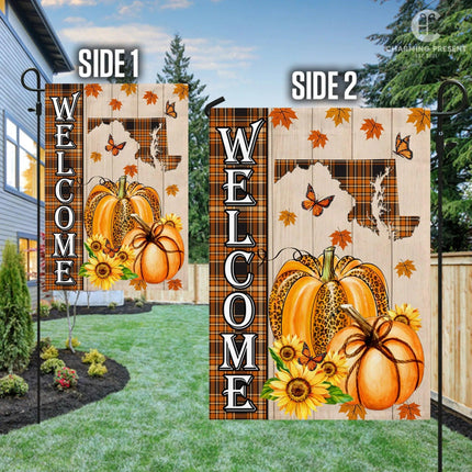 Maryland State Fall Flag - Fall Autumn Welcome Gift - Charming Present