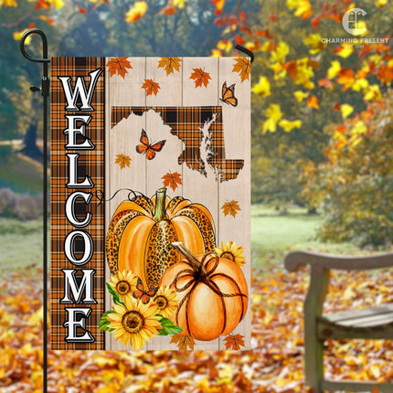 Maryland State Fall Flag - Fall Autumn Welcome Gift - Charming Present
