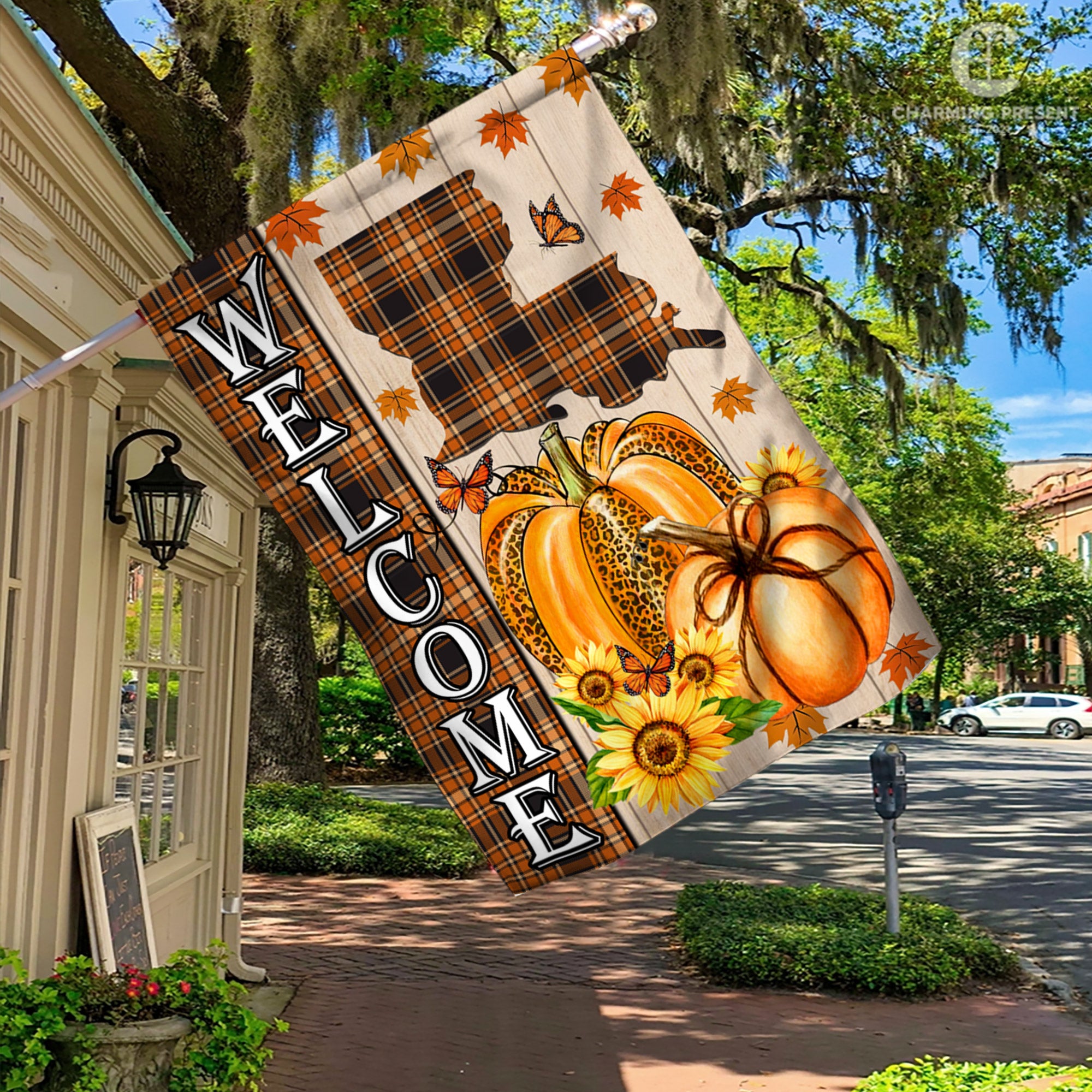 Louisiana State Fall Flag - Fall Autumn Welcome Gift