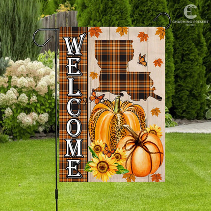 Louisiana State Fall Flag - Fall Autumn Welcome Gift - Charming Present