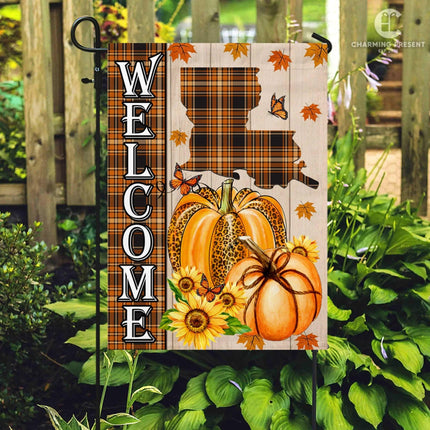 Louisiana State Fall Flag - Fall Autumn Welcome Gift - Charming Present