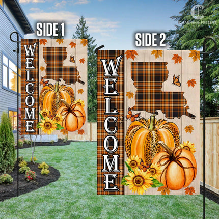 Louisiana State Fall Flag - Fall Autumn Welcome Gift - Charming Present