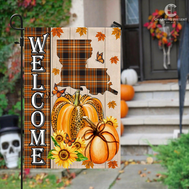 Louisiana State Fall Flag - Fall Autumn Welcome Gift - Charming Present