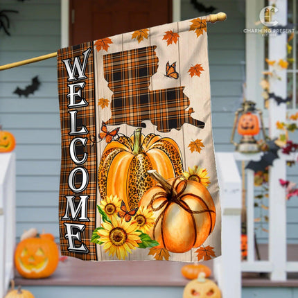 Louisiana State Fall Flag - Fall Autumn Welcome Gift - Charming Present