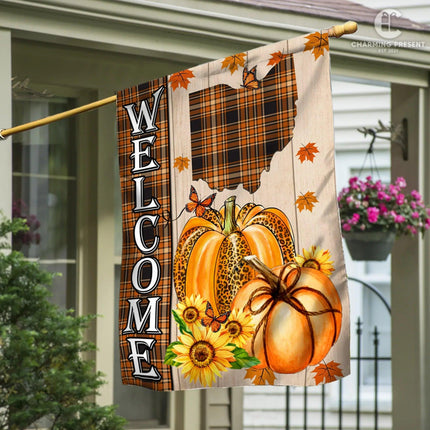 Ohio State Fall Flag - Fall Autumn Welcome Gift - Charming Present