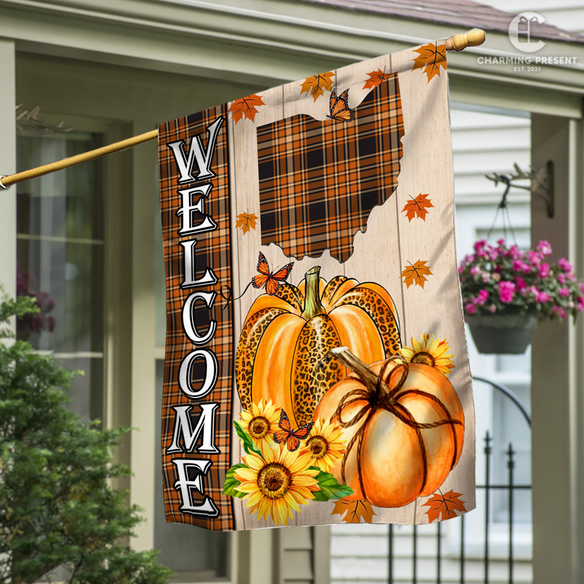 Ohio State Fall Flag - Fall Autumn Welcome Gift