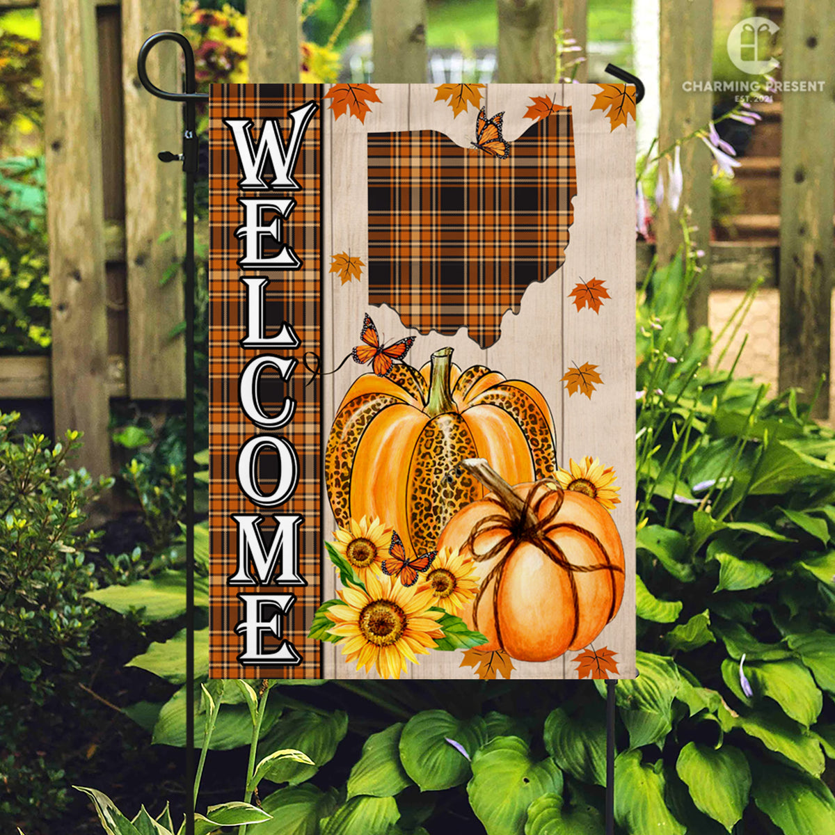 Ohio State Fall Flag - Fall Autumn Welcome Gift