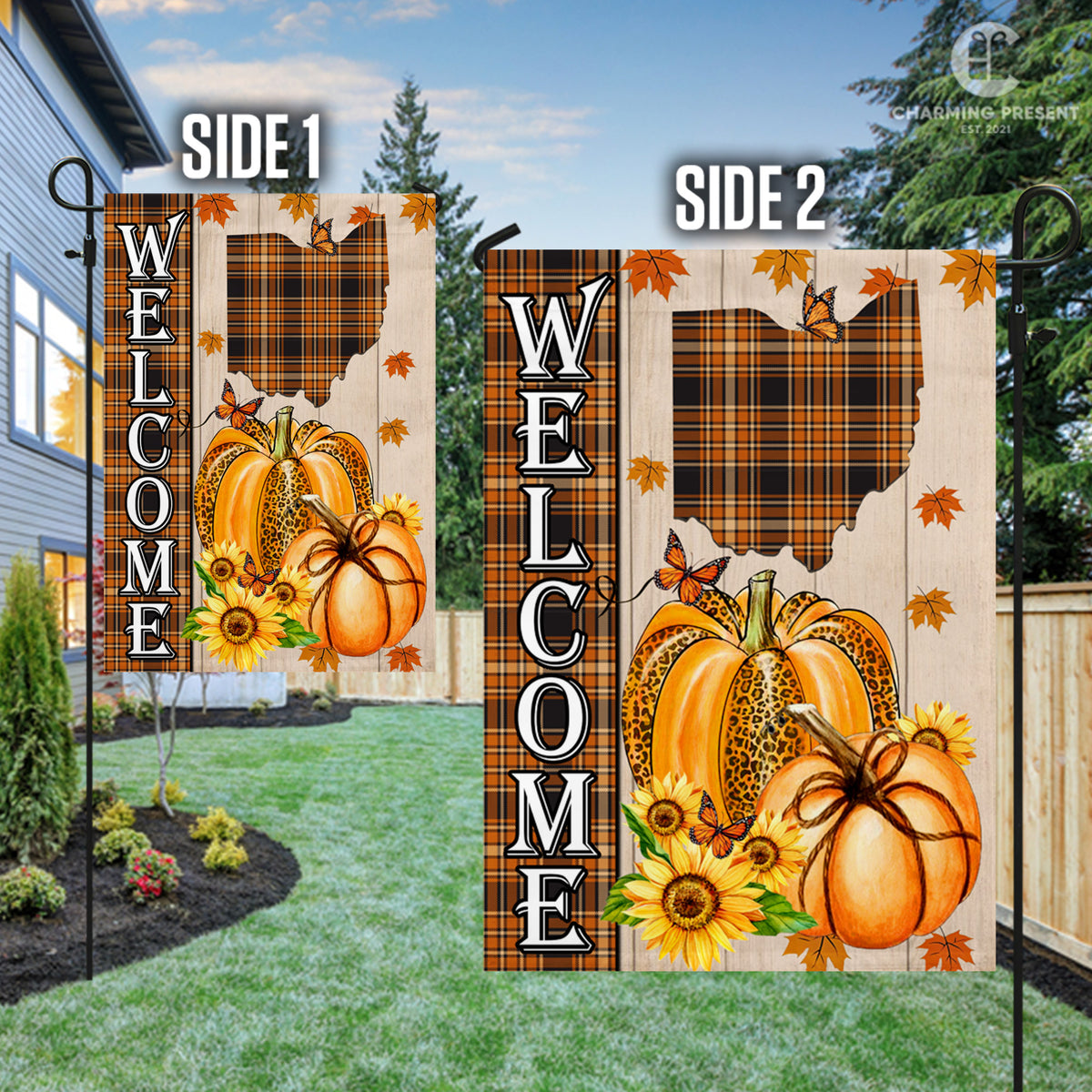 Ohio State Fall Flag - Fall Autumn Welcome Gift