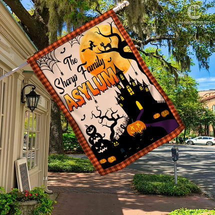 Personalized Halloween Asylum Flag - Custom Family Name Halloween Flag - Halloween Welcome Gift - Charming Present