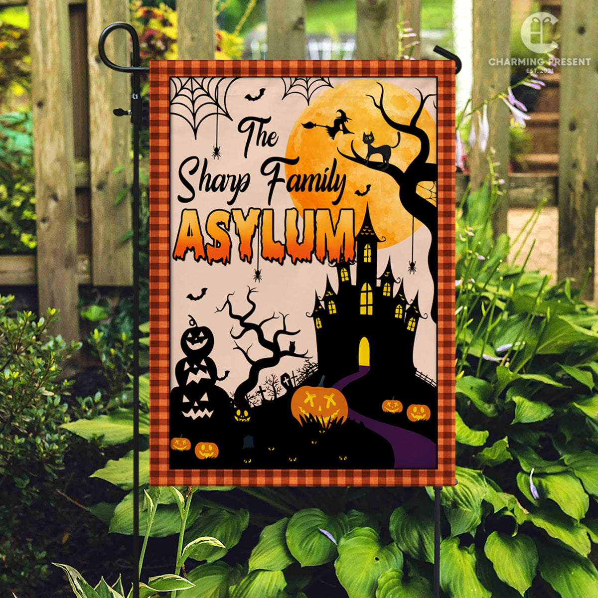 Personalized Halloween Asylum Flag - Custom Family Name Halloween Flag - Halloween Welcome Gift