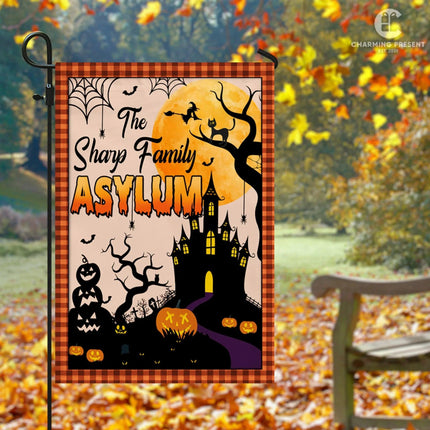 Personalized Halloween Asylum Flag - Custom Family Name Halloween Flag - Halloween Welcome Gift - Charming Present