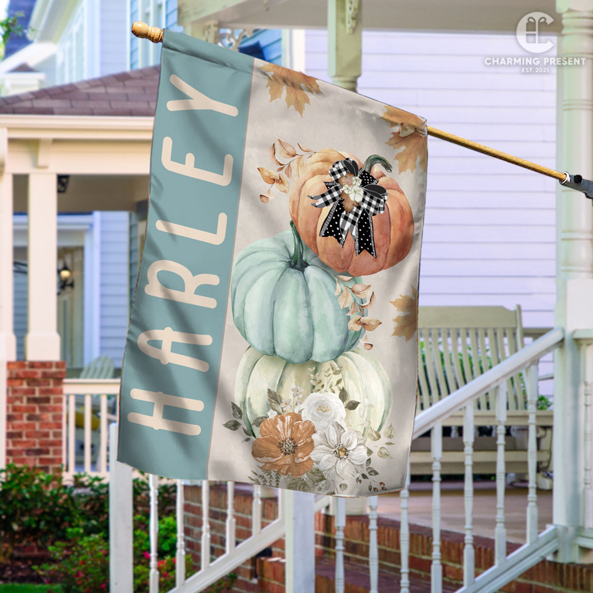 Personalized Fall Pumpkins Flag - Fall Welcome Outdoor Gift