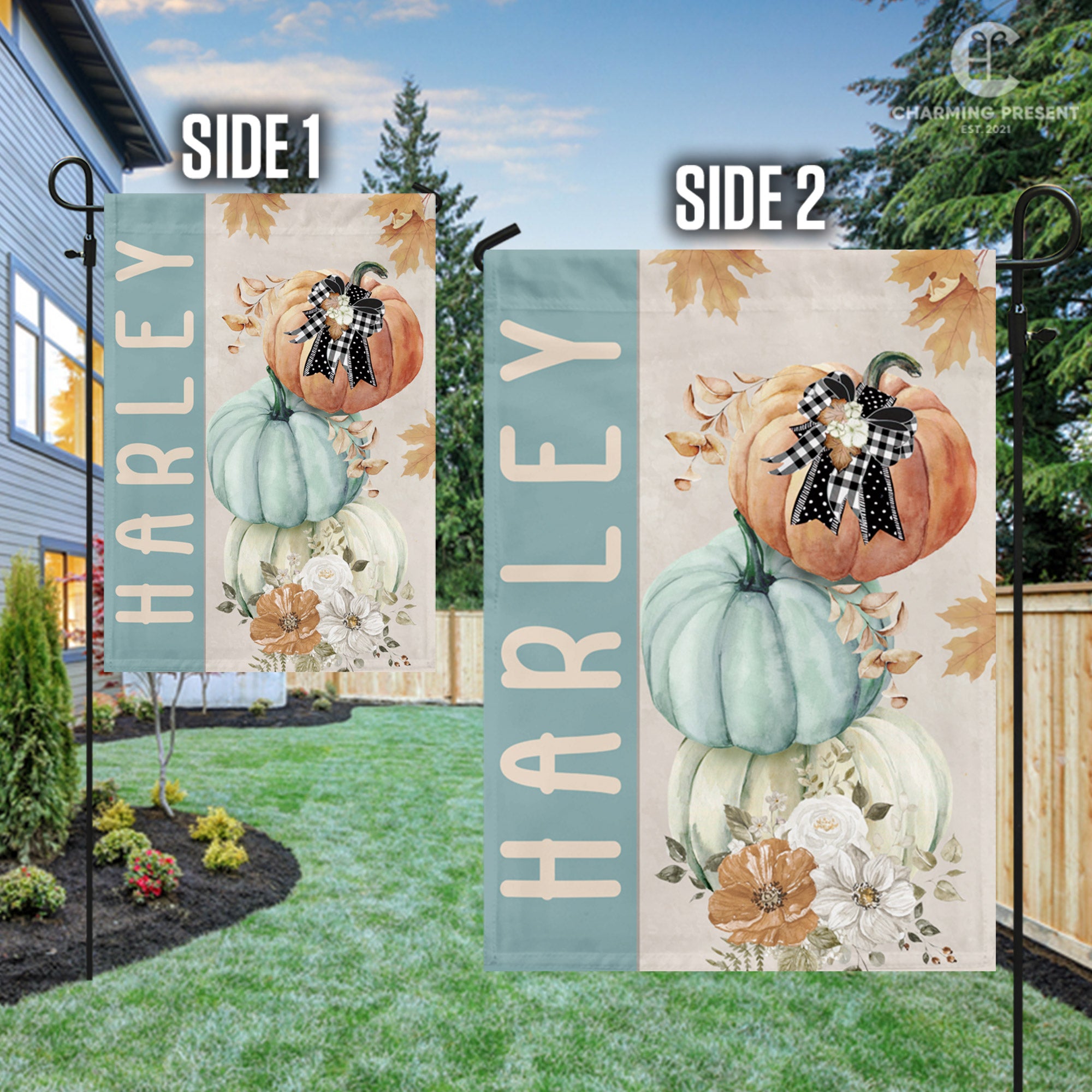 Personalized Fall Pumpkins Flag - Fall Welcome Outdoor Gift