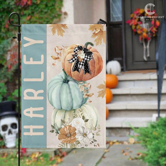 Personalized Fall Pumpkins Flag - Fall Welcome Outdoor Gift - Charming Present
