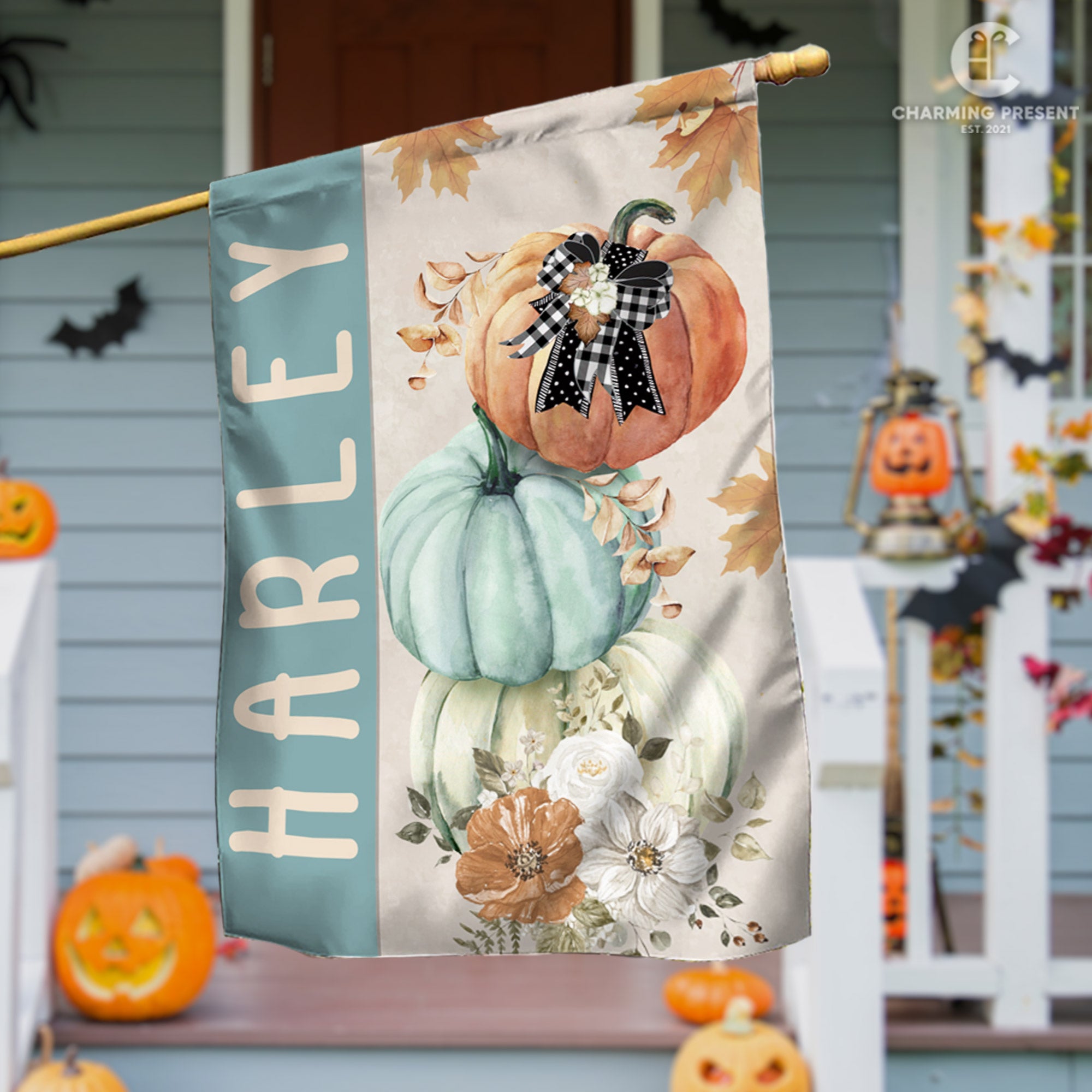 Personalized Fall Pumpkins Flag - Fall Welcome Outdoor Gift