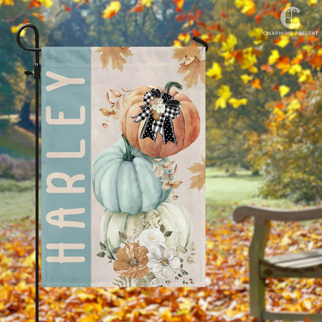Personalized Fall Pumpkins Flag - Fall Welcome Outdoor Gift - Charming Present