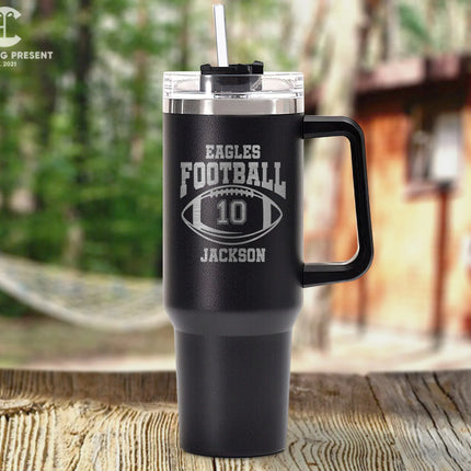 Customized Glitter Football 40 Ounces Tumbler - Football Season Cup - Charming Present