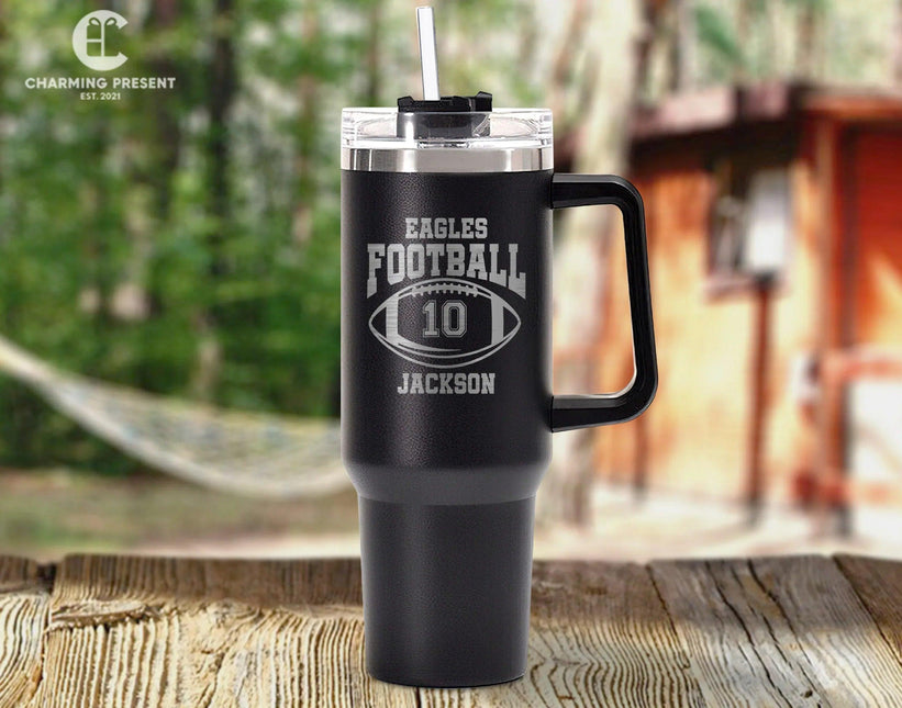 Customized Glitter Football 40 Ounces Tumbler - Football Season Cup - Charming Present