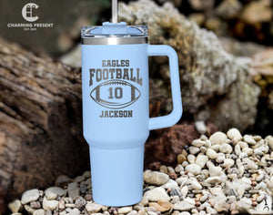 Customized Glitter Football 40 Ounces Tumbler - Football Season Cup