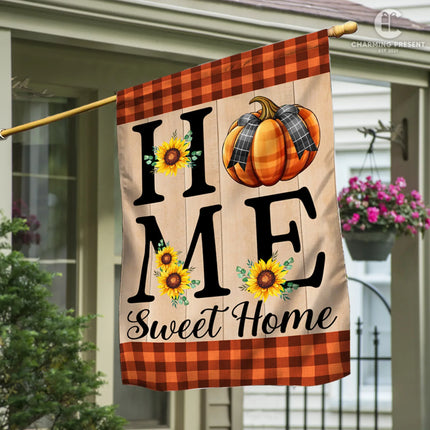 Home Sweet Home Welcome Pumpkin Fall Flag - Fall Autumn Welcome Gift - Charming Present