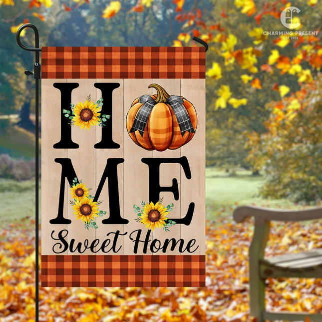 Home Sweet Home Welcome Pumpkin Fall Flag - Fall Autumn Welcome Gift - Charming Present
