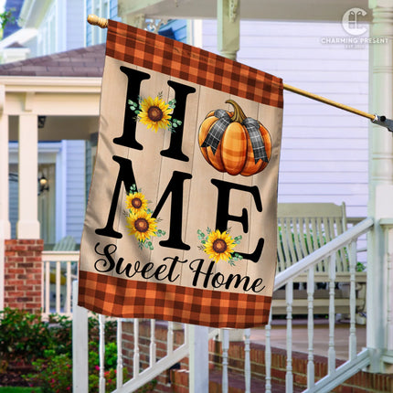 Home Sweet Home Welcome Pumpkin Fall Flag - Fall Autumn Welcome Gift - Charming Present