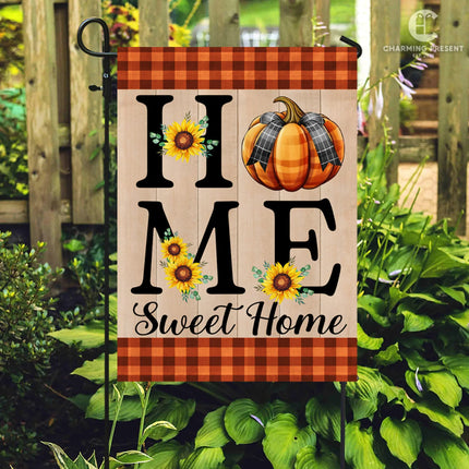 Home Sweet Home Welcome Pumpkin Fall Flag - Fall Autumn Welcome Gift - Charming Present