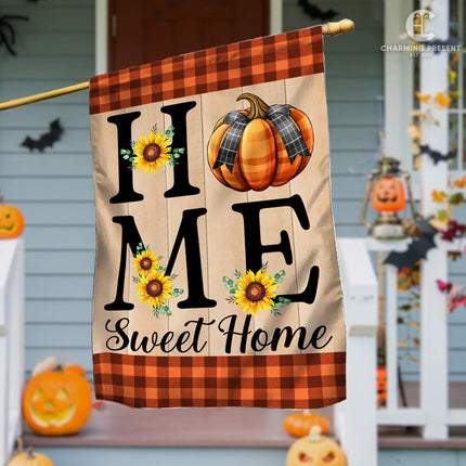 Home Sweet Home Welcome Pumpkin Fall Flag - Fall Autumn Welcome Gift - Charming Present